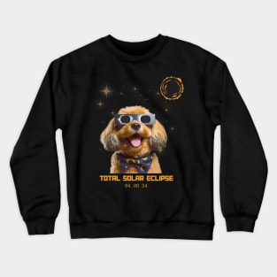 Total Solar Eclipse 2024 Cute Dog Wearing Solar Eclipse Glasses Crewneck Sweatshirt